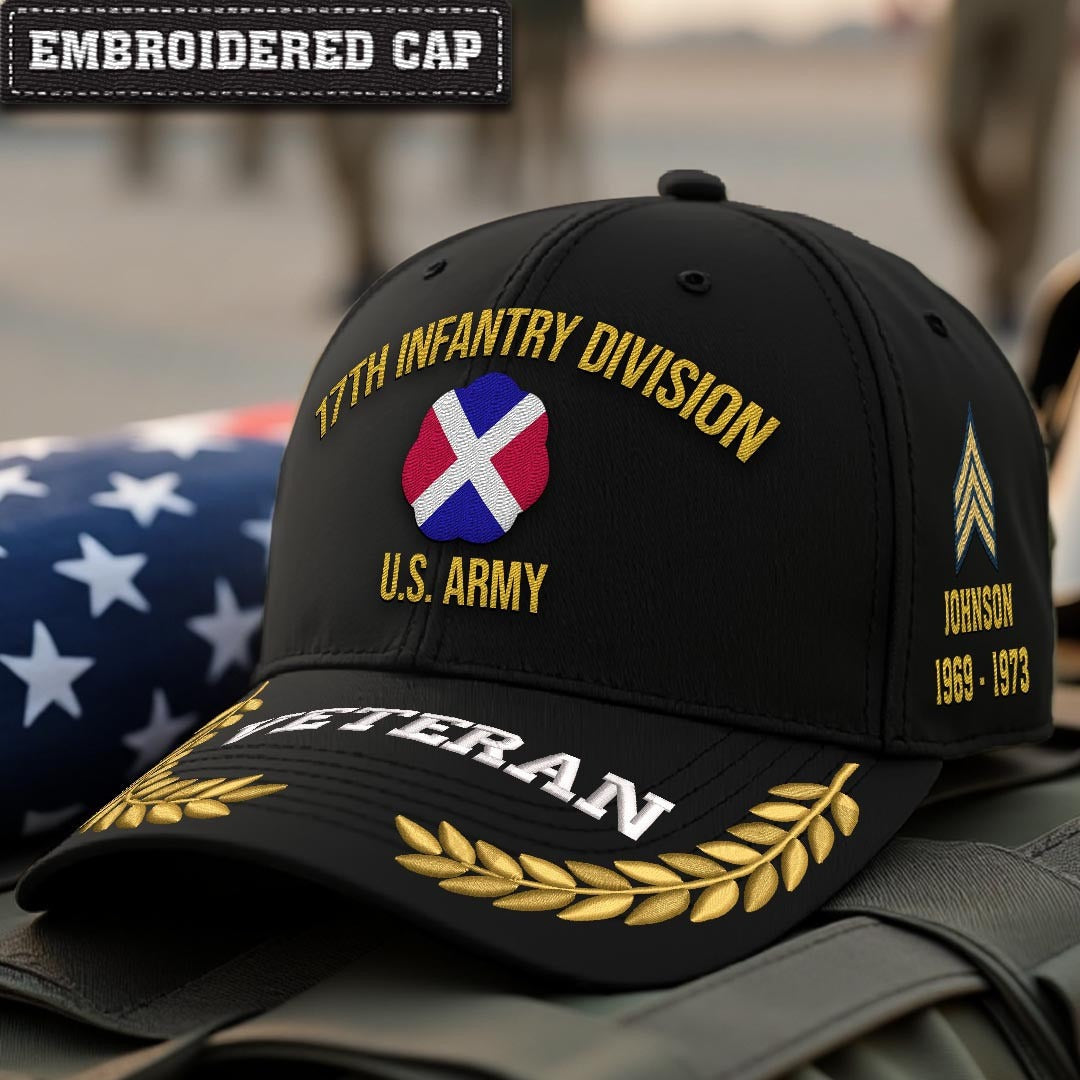 Cowgic U.S. Army 17th Infantry Division Embroidered Classic Structured Cap - Embroidered Cap for Veterans