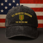 Cowgic U.S. Army 1st Infantry Division Vintage Washed Cap - Embroidered Distressed Dad Hat for Veterans