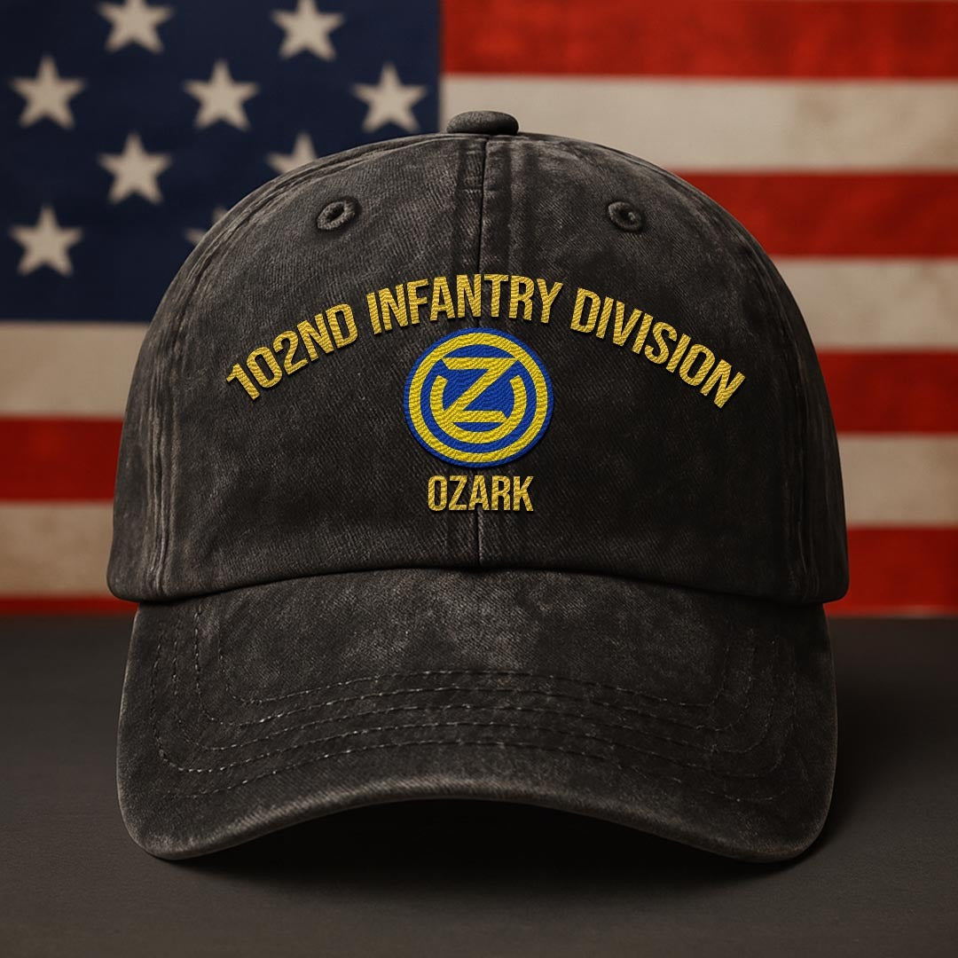 Cowgic U.S. Army 102nd Infantry Division Vintage Washed Cap - Embroidered Distressed Dad Hat for Veterans