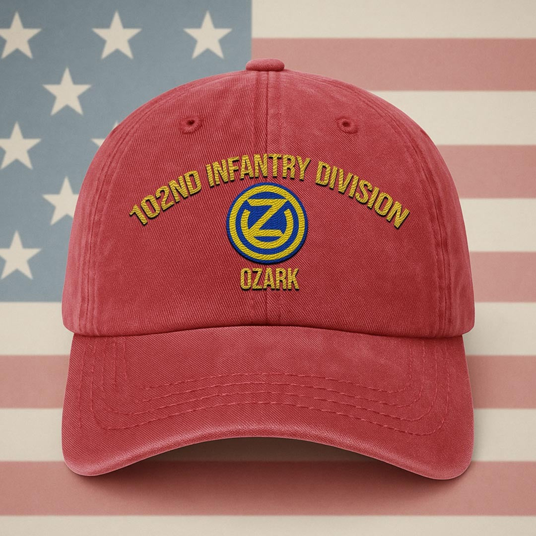 Cowgic U.S. Army 102nd Infantry Division Vintage Washed Cap - Embroidered Distressed Dad Hat for Veterans