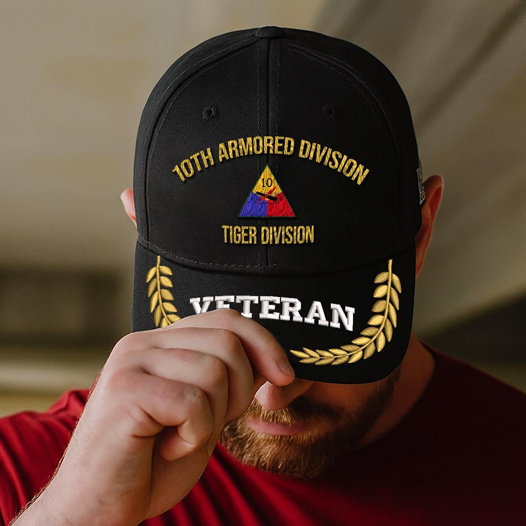 Cowgic U.S. Army 10th Armored Division Embroidered Classic Structured Cap - Embroidered Cap for Veterans