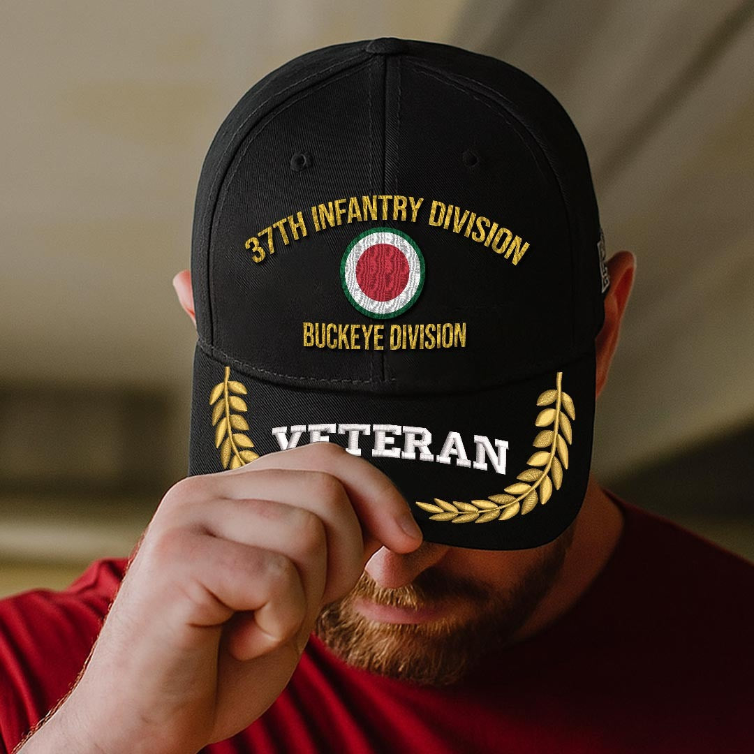 Cowgic U.S. Army 37th Infantry Division Embroidered Classic Structured Cap - Embroidered Cap for Veterans