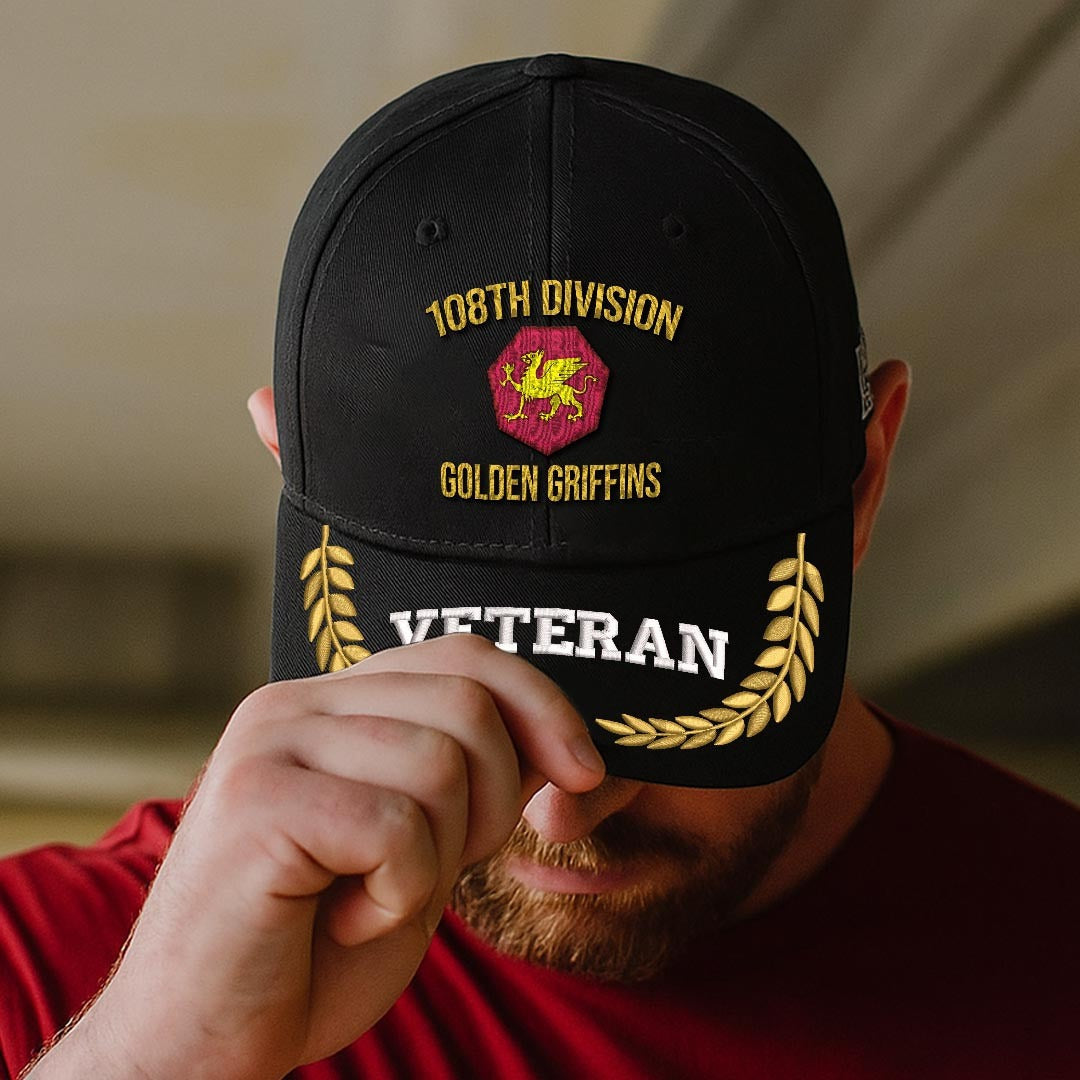 Cowgic U.S. Army 108th Division Embroidered Classic Structured Cap - Embroidered Cap for Veterans