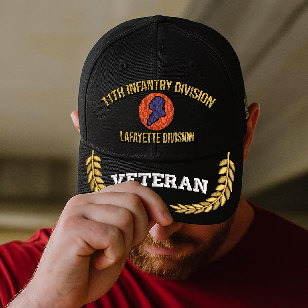 Cowgic U.S. Army 11th Infantry Division (1918-1919) Embroidered Classic Structured Cap - Embroidered Cap for Veterans