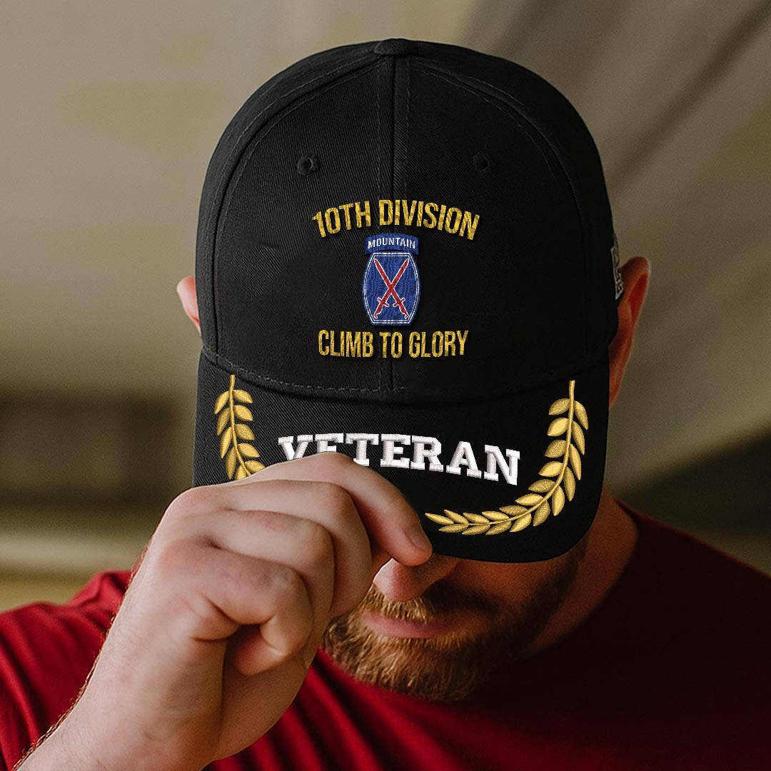 Cowgic U.S. Army 10th Division Embroidered Classic Structured Cap - Embroidered Cap for Veterans