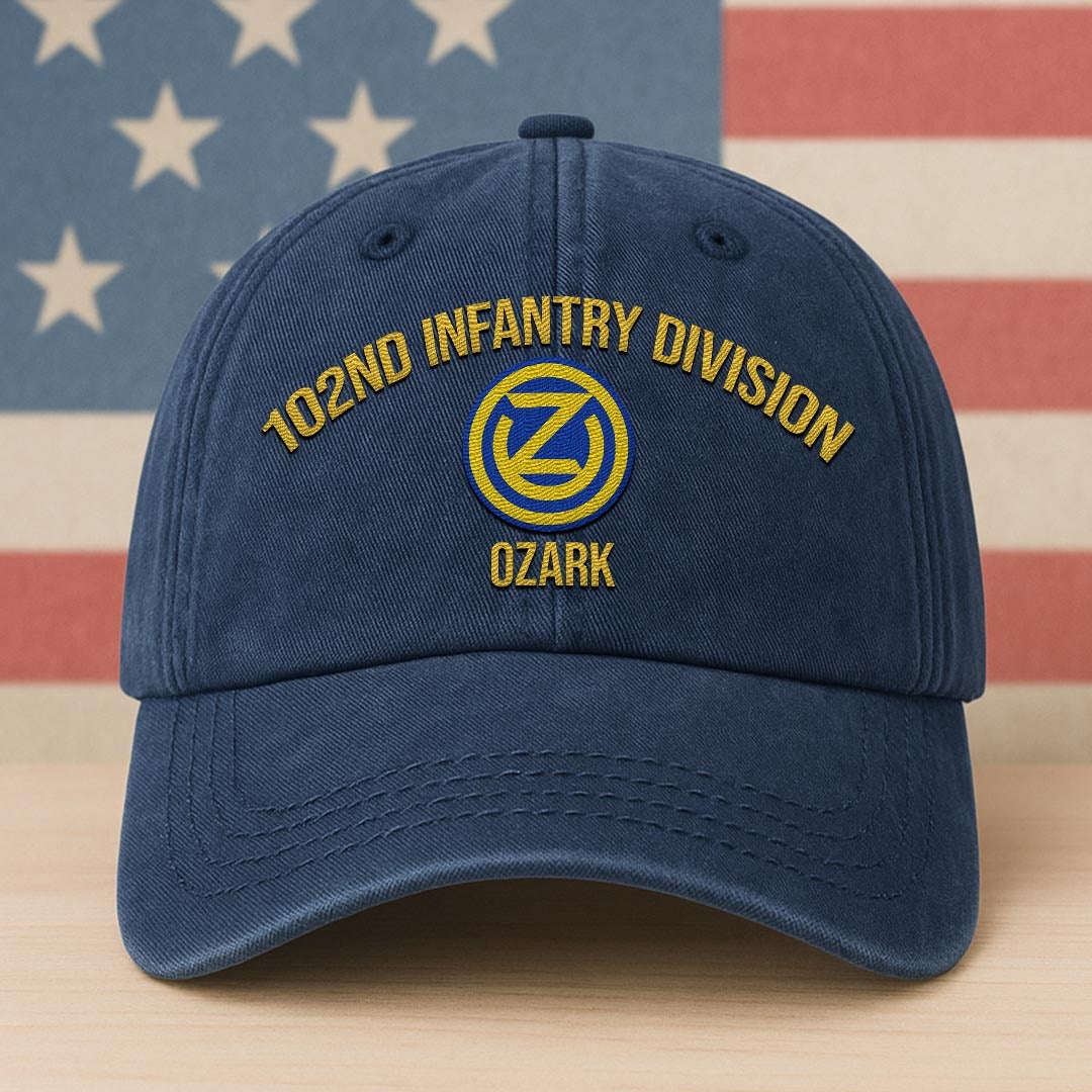 Cowgic U.S. Army 102nd Infantry Division Vintage Washed Cap - Embroidered Distressed Dad Hat for Veterans