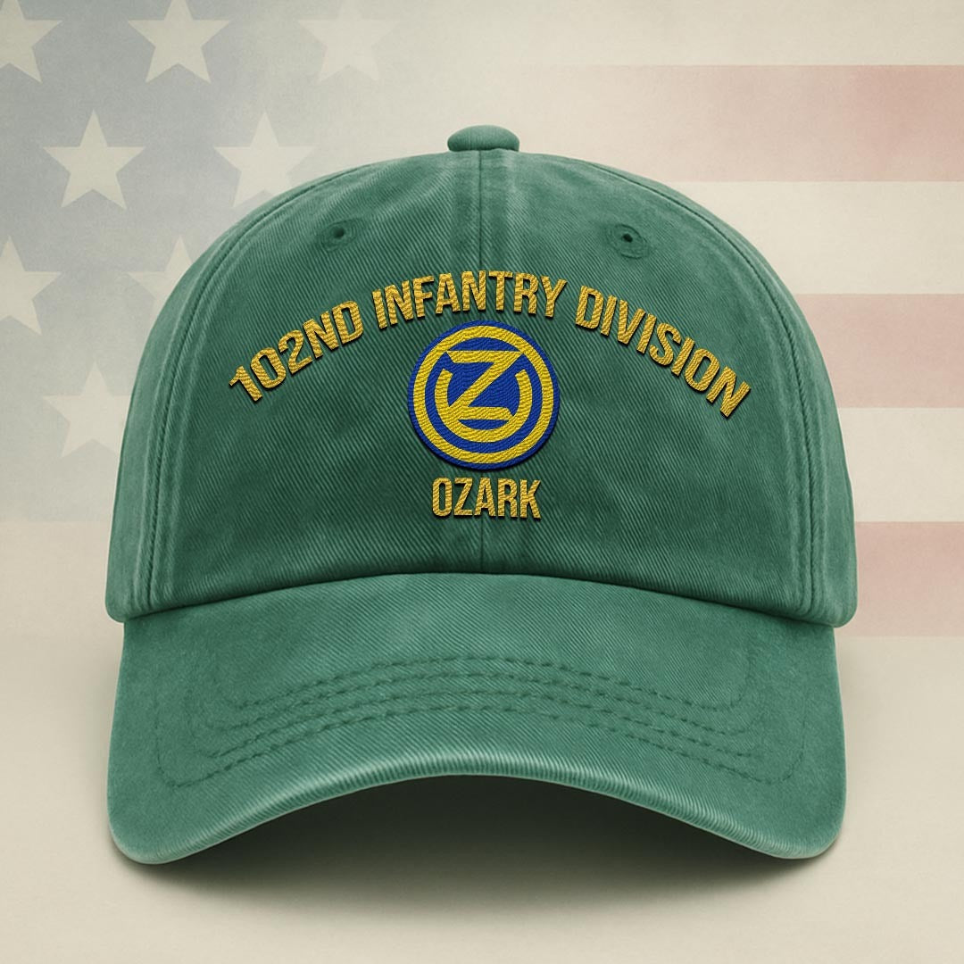 Cowgic U.S. Army 102nd Infantry Division Vintage Washed Cap - Embroidered Distressed Dad Hat for Veterans