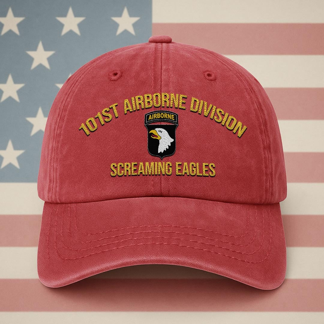 Cowgic U.S. Army 101st Airborne Division Vintage Washed Cap - Embroidered Distressed Dad Hat for Veterans
