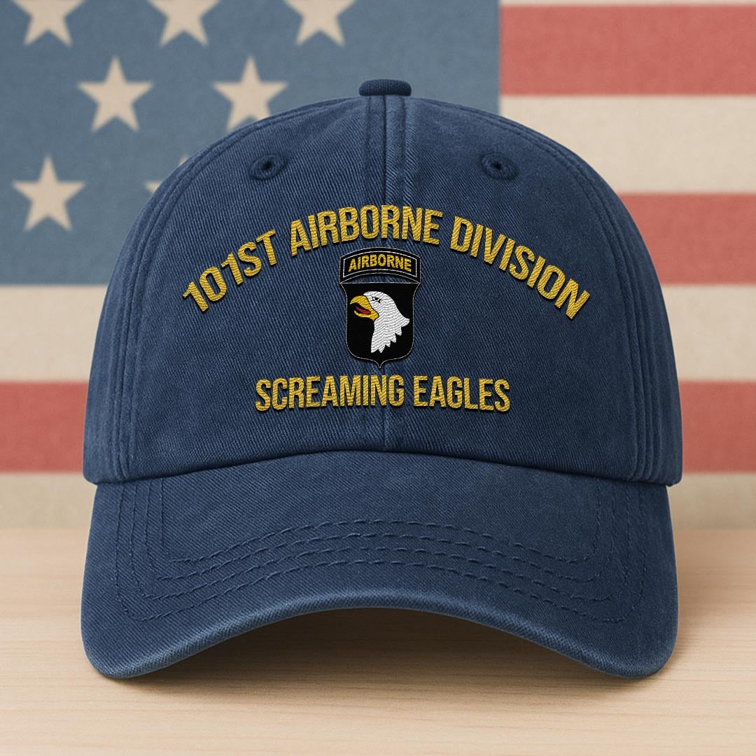 Cowgic U.S. Army 101st Airborne Division Vintage Washed Cap - Embroidered Distressed Dad Hat for Veterans