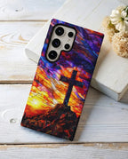 Cowgic Dramatic Sunset Stained-Glass Cross Magnetic Phone Case