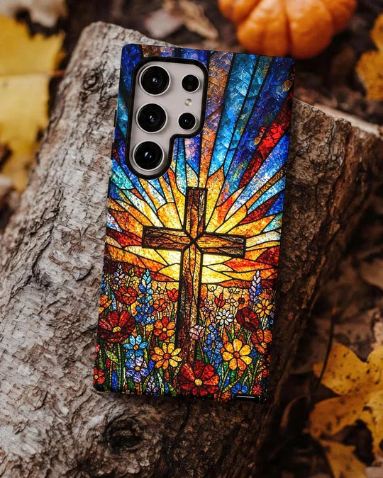 Cowgic Radiant Cross And Vibrant Flower Field Magnetic Phone Case