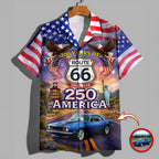 Cowgic Celebrate 100 Years of Road Route 66 and America 250th Anniversary Custom Car Photo Hawaiian Shirt