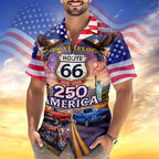 Cowgic Celebrate 100 Years of Road Route 66 and America 250th Anniversary Custom Car Photo Hawaiian Shirt