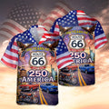 Cowgic Celebrate 100 Years of Road Route 66 and America 250th Anniversary Custom Car Photo Hawaiian Shirt