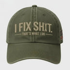 I Fix Sh*t Hat, Funny Mechanic Cap, Blue Collar Humor Hat, Embroidered Vintage Cap, Gift for Him Her