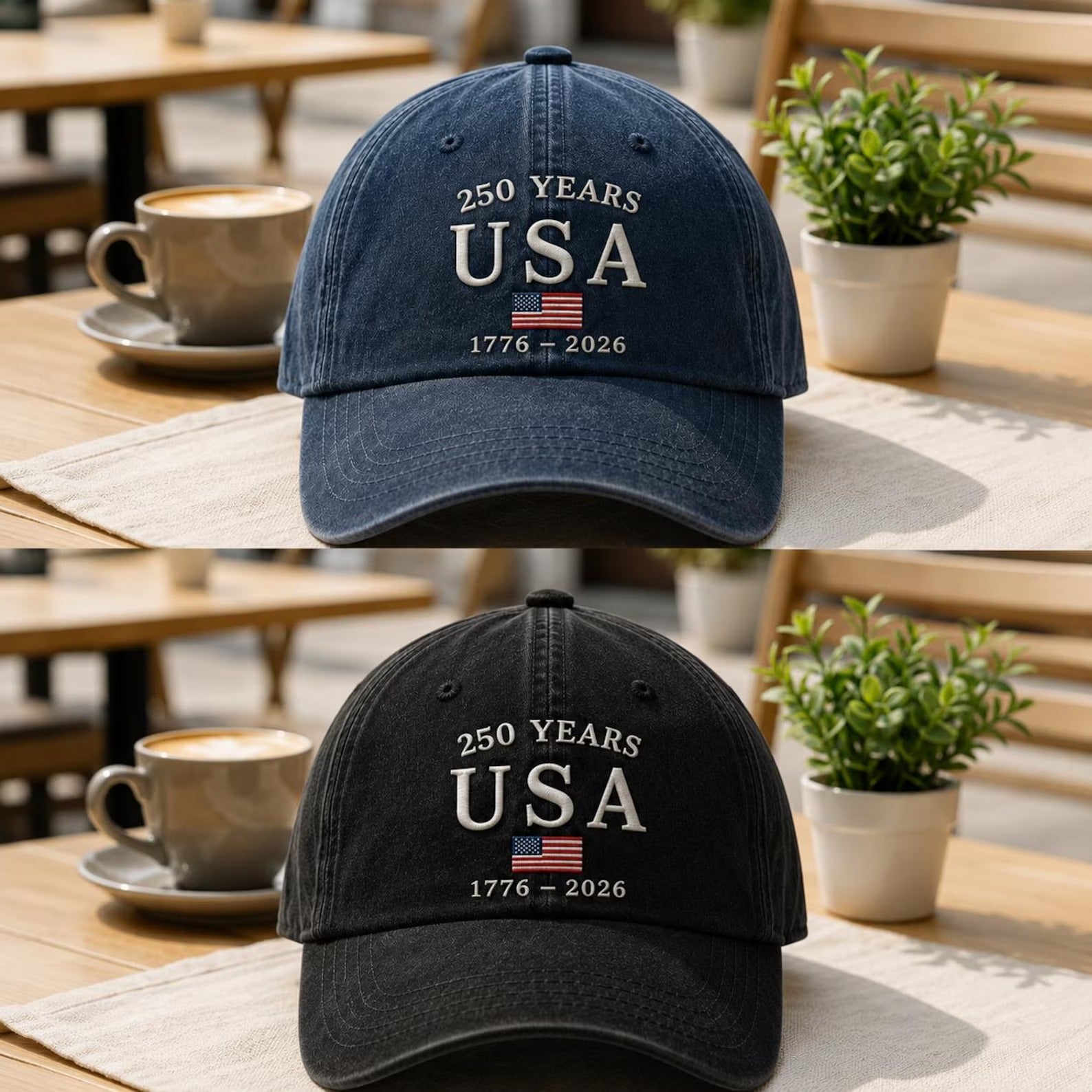 250 Years USA Hat, Patriotic America 1776 2026 Cap, Vintage Washed Baseball Cap, USA Flag Embroidered Hat, American Heritage Gift