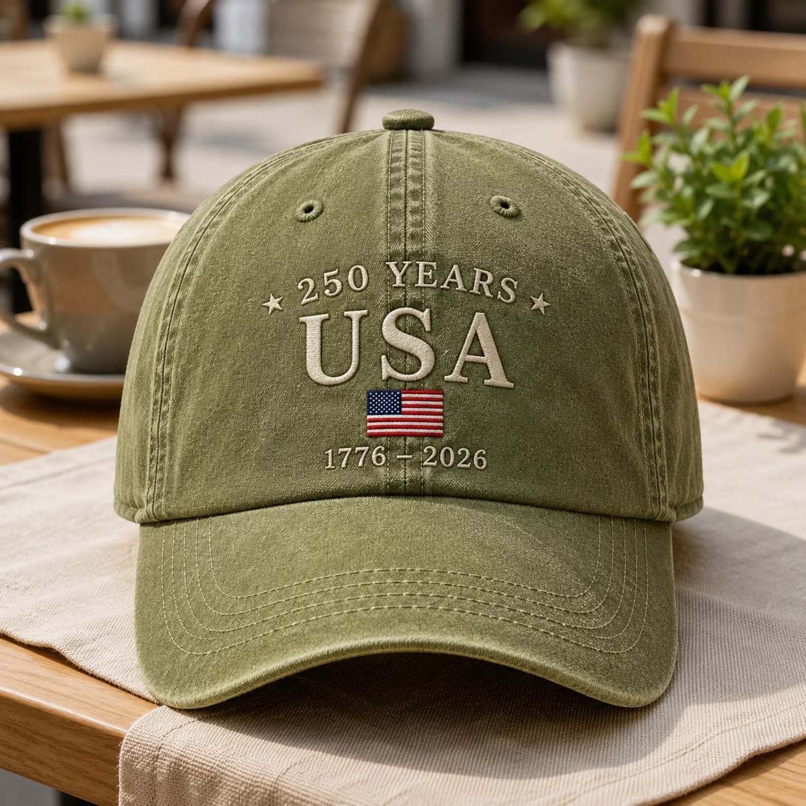 250 Years USA Hat, Patriotic America 1776 2026 Cap, Vintage Washed Baseball Cap, USA Flag Embroidered Hat, American Heritage Gift