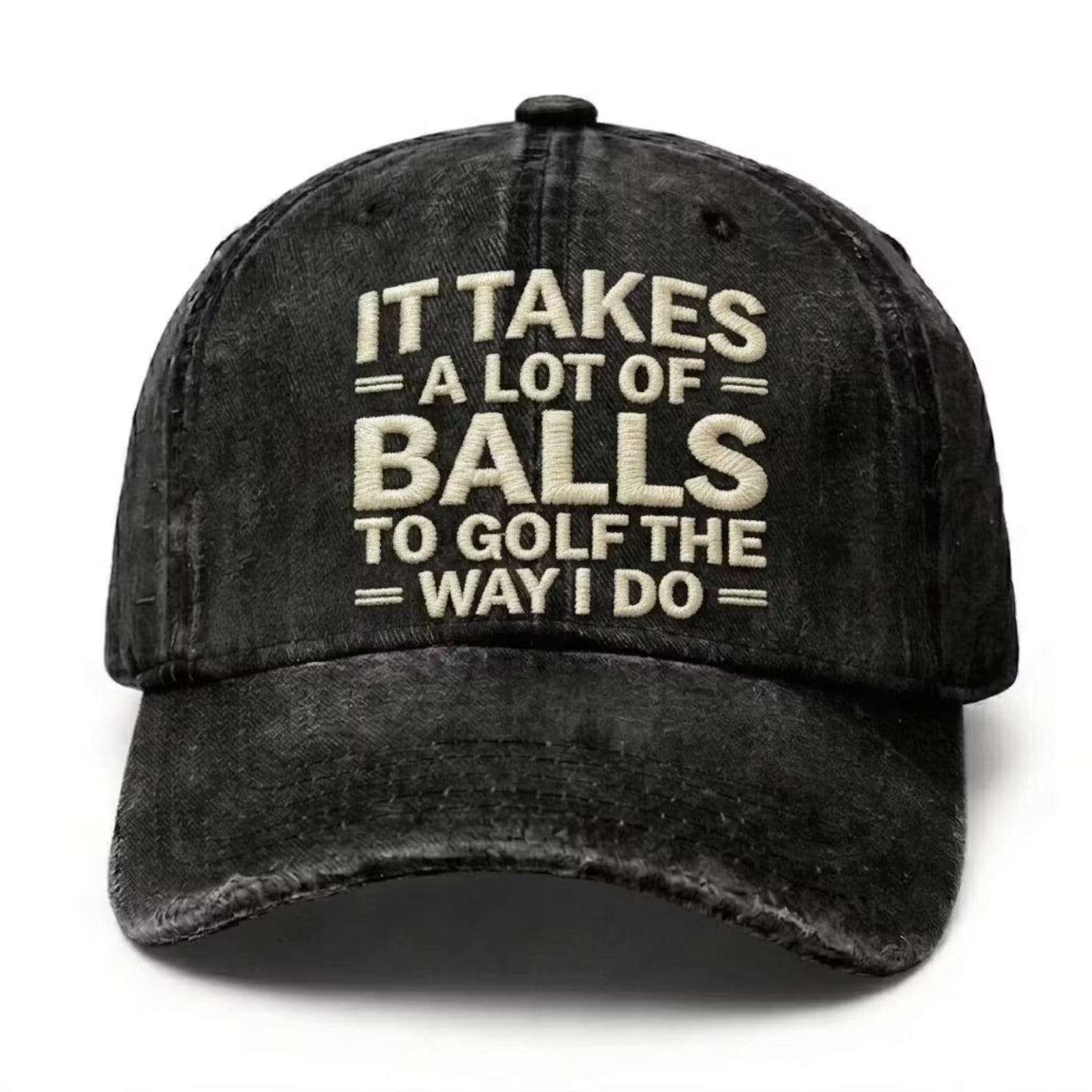 Funny Golf Dad Hat, It Takes A Lot Of Balls To Golf The Way I Do Cap, Golf Lover Gift, Vintage Washed Baseball Hat for Men Women