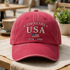 250 Years USA Hat, Patriotic America 1776 2026 Cap, Vintage Washed Baseball Cap, USA Flag Embroidered Hat, American Heritage Gift