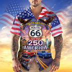 Cowgic Celebrate 100 Years of Road Route 66 and America 250th Anniversary Custom Car Photo Hawaiian Shirt