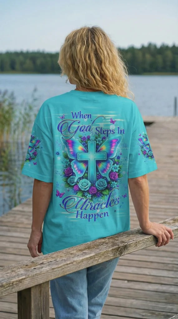 Cowgic When God Steps In Miracles Happen Women's All Over Print Shirt