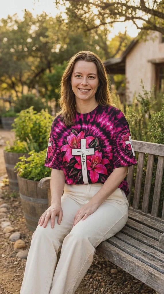 Cowgic Cross Lilies Swirl Women's All Over Print Shirt