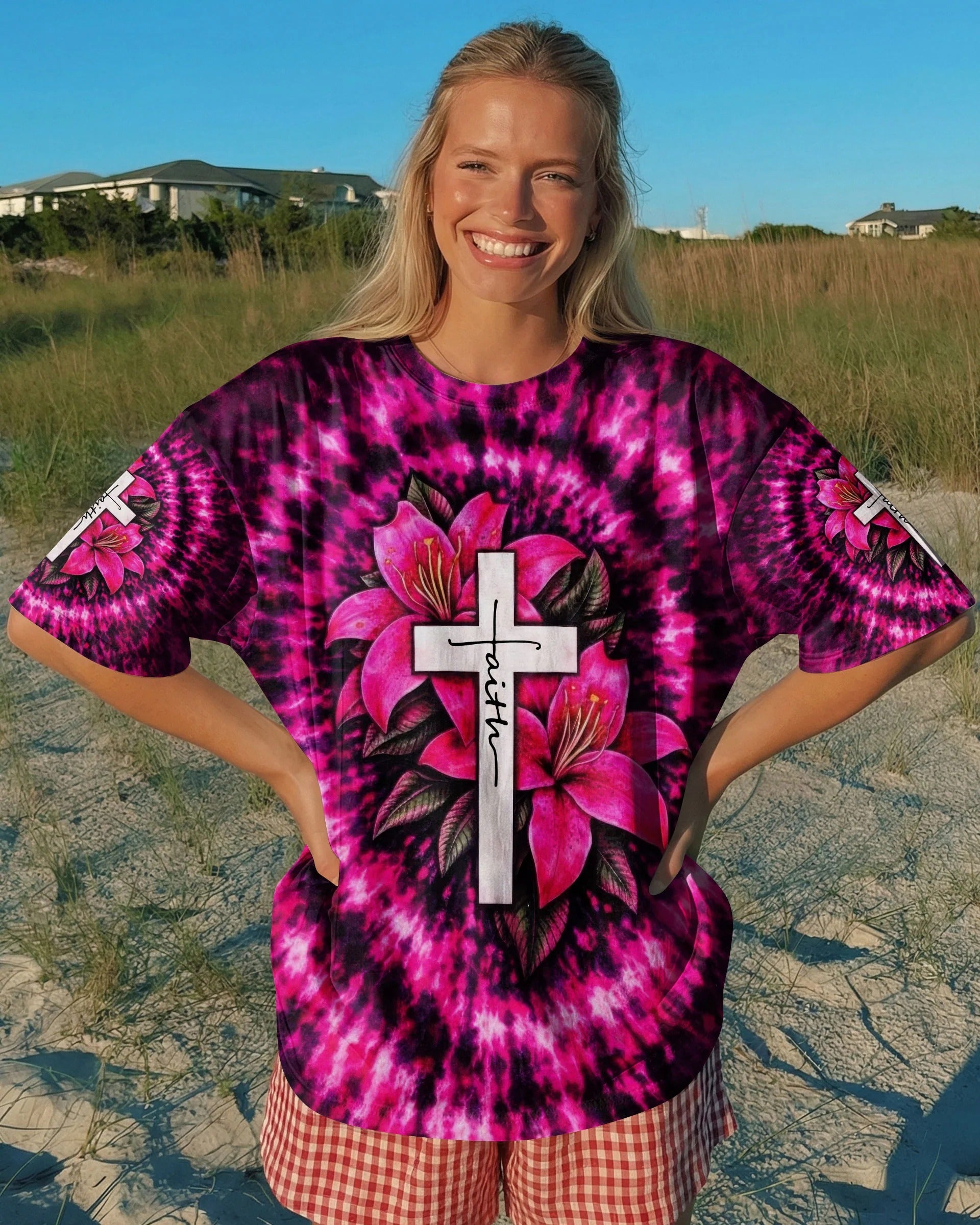 Cowgic Cross Lilies Swirl Women's All Over Print Shirt