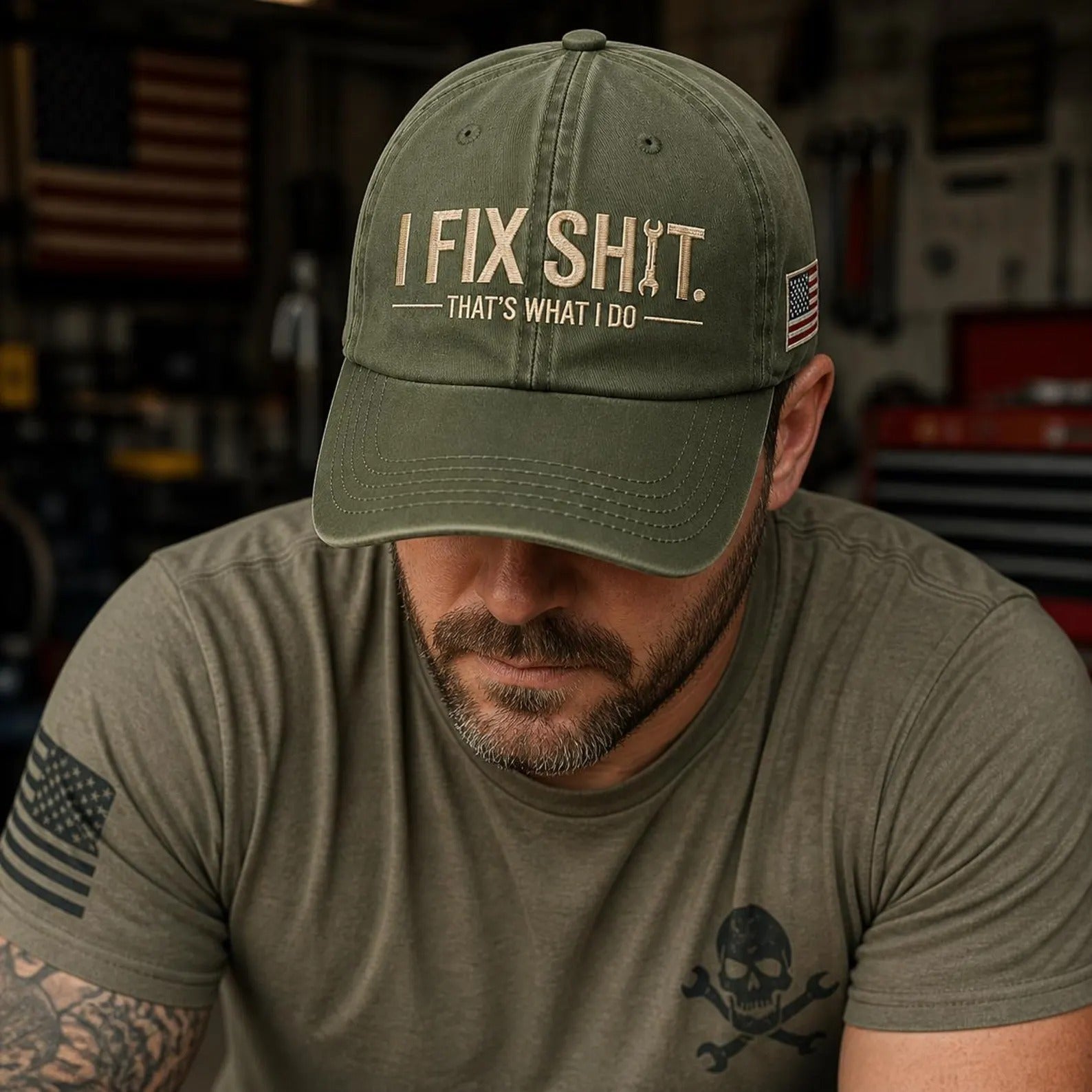 I Fix Sh*t Hat, Funny Mechanic Cap, Blue Collar Humor Hat, Embroidered Vintage Cap, Gift for Him Her