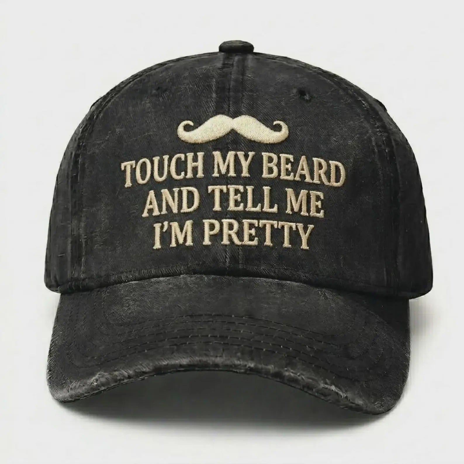 Touch My Beard Hat, Funny Beard Dad Hat, Sarcastic Mustache Cap, Vintage Washed Hat, Gift for Bearded Men, Humor Gag Gift