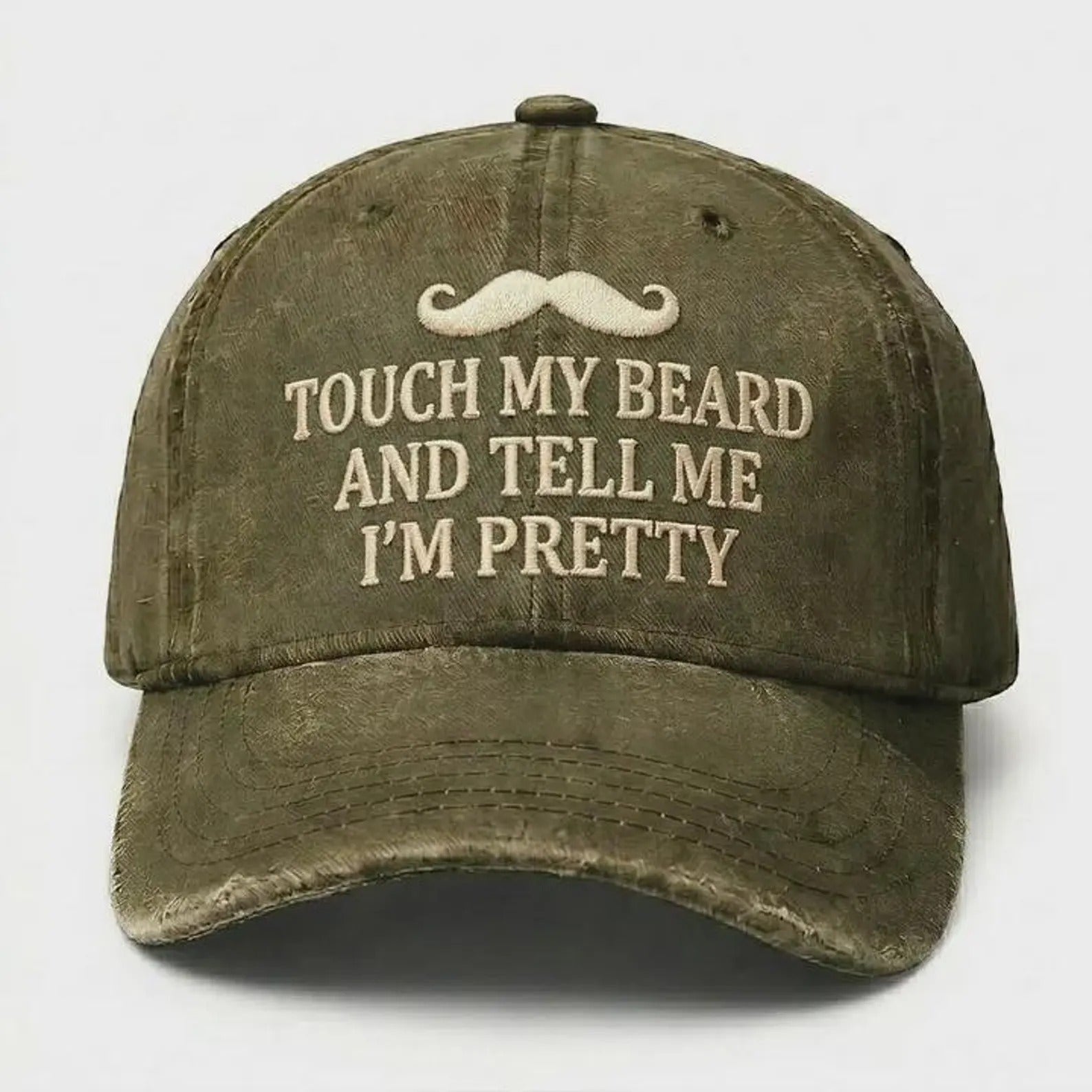 Touch My Beard Hat, Funny Beard Dad Hat, Sarcastic Mustache Cap, Vintage Washed Hat, Gift for Bearded Men, Humor Gag Gift