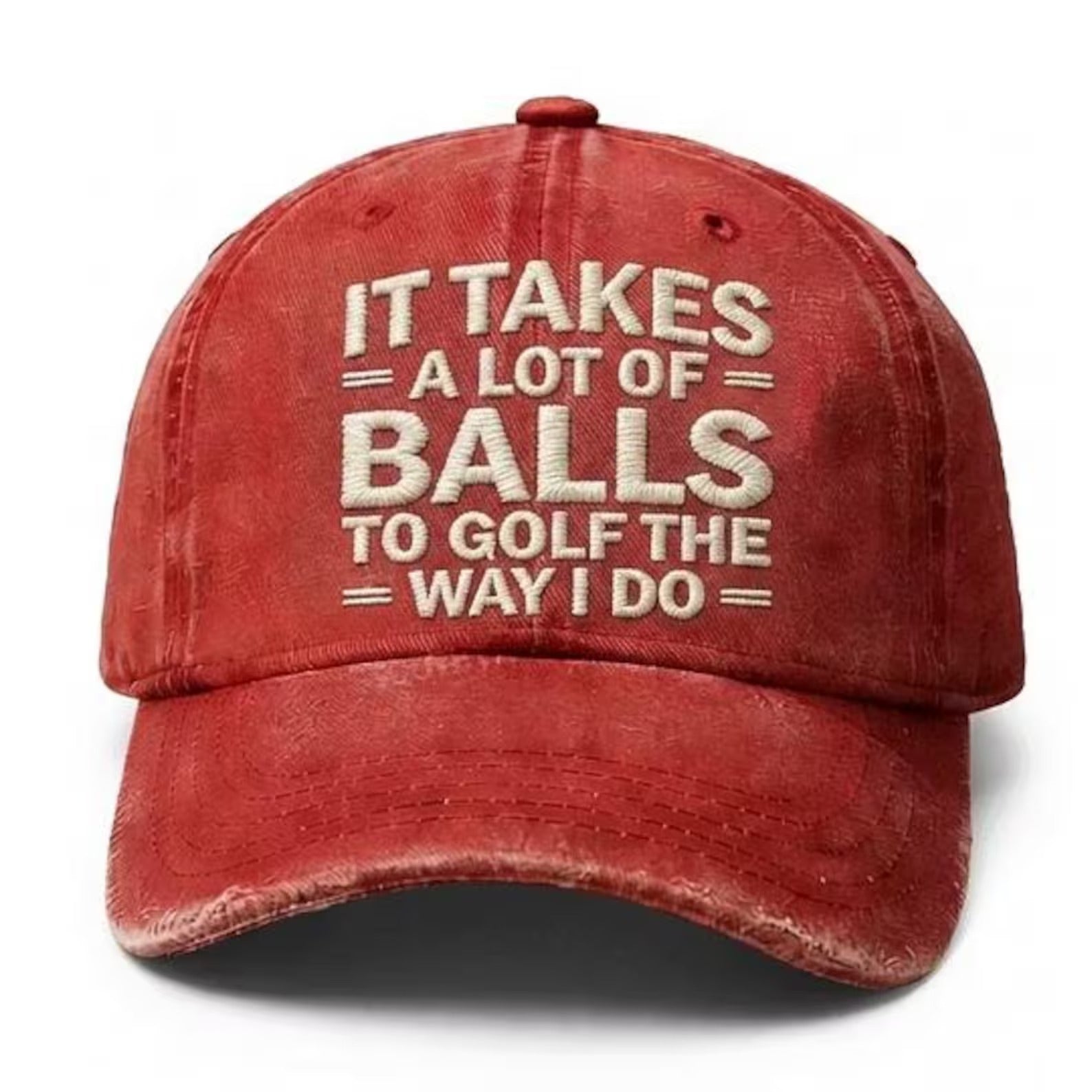 Funny Golf Dad Hat, It Takes A Lot Of Balls To Golf The Way I Do Cap, Golf Lover Gift, Vintage Washed Baseball Hat for Men Women