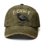 F-Caw-F Raven Hat, Funny Crow Hat, Embroidered Raven Dad Hat, Gothic Bird Lover Gift, Crow Lover Cap, Funny Birdwatcher Hat