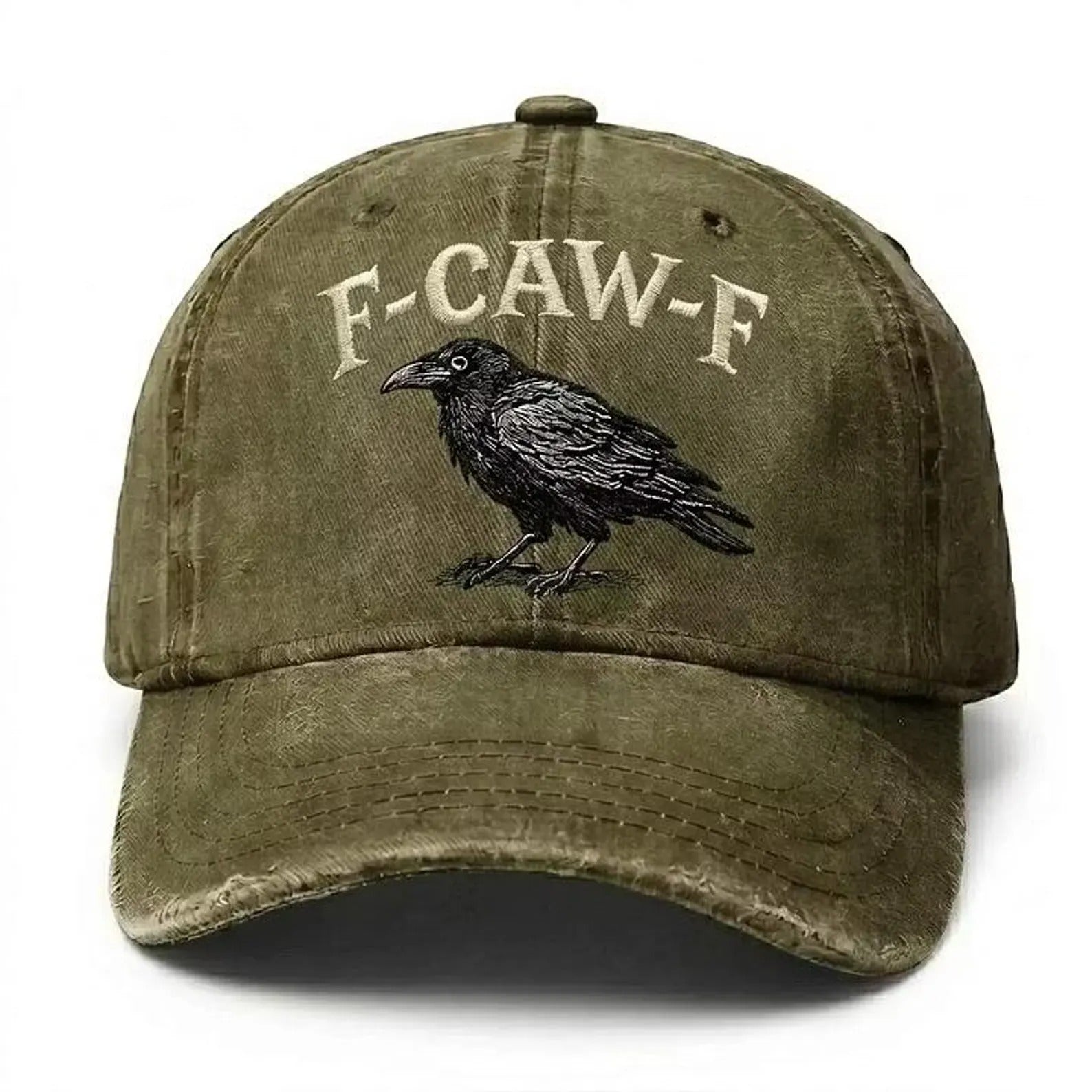 F-Caw-F Raven Hat, Funny Crow Hat, Embroidered Raven Dad Hat, Gothic Bird Lover Gift, Crow Lover Cap, Funny Birdwatcher Hat