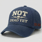 Not Dead Yet Hat, Funny Skull Cap, Vintage Washed Dad Hat, Dark Humor Embroidered Cap, Veteran DD214 Hat, Sarcastic Gift Idea