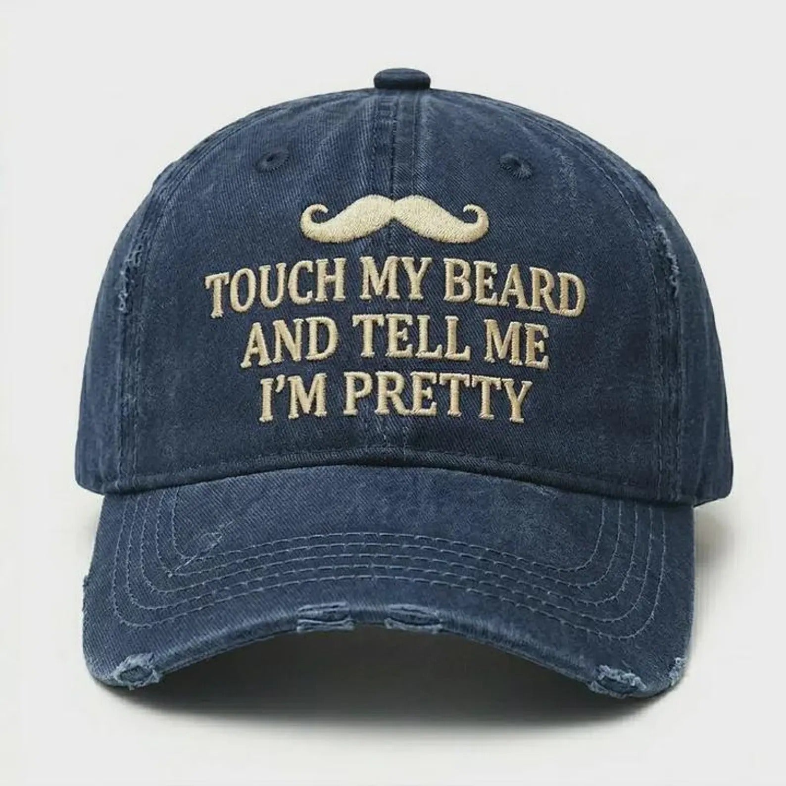 Touch My Beard Hat, Funny Beard Dad Hat, Sarcastic Mustache Cap, Vintage Washed Hat, Gift for Bearded Men, Humor Gag Gift