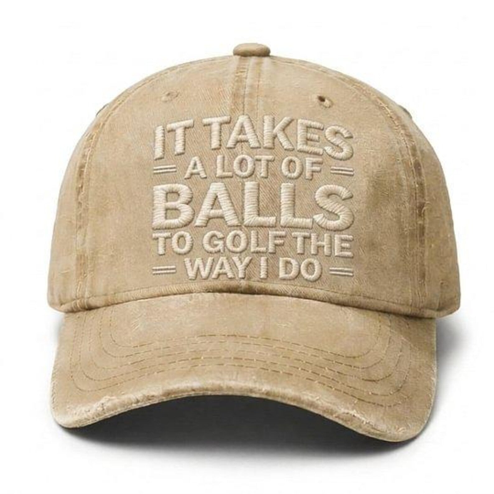 Funny Golf Dad Hat, It Takes A Lot Of Balls To Golf The Way I Do Cap, Golf Lover Gift, Vintage Washed Baseball Hat for Men Women