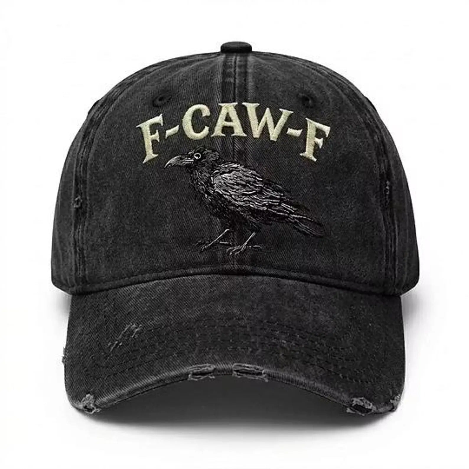 F-Caw-F Raven Hat, Funny Crow Hat, Embroidered Raven Dad Hat, Gothic Bird Lover Gift, Crow Lover Cap, Funny Birdwatcher Hat
