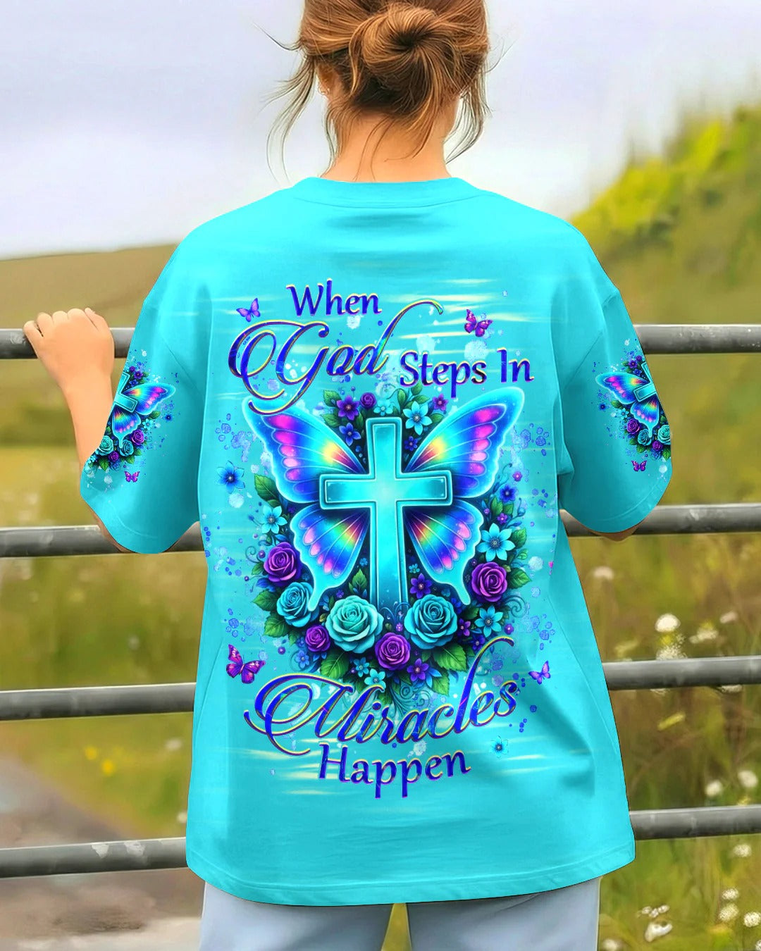 Cowgic When God Steps In Miracles Happen Women's All Over Print Shirt