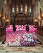 Cowgic This Girl Runs On Jesus And Horses Leather Handbag