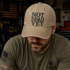 Not Dead Yet Hat, Funny Vintage Dad Hat, Skull Embroidered Cap, Sarcastic Humor Hat, Retro Washed Baseball Cap, Gift for Men Women