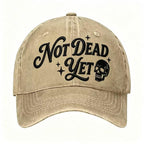Not Dead Yet Hat, Funny Skull Embroidered Cap, Vintage Distressed Baseball Hat, Trendy Graphic Dad Cap, Gothic Aesthetic Hat, Funny Gift
