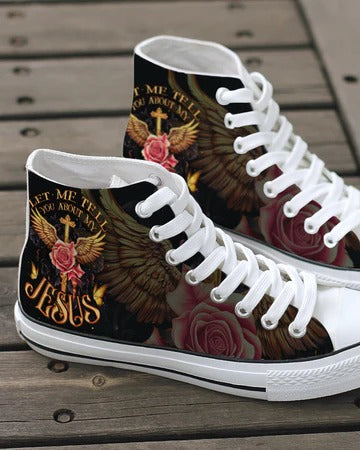 Cowgic Let Me Tell You About My Jesus High Top Canvas Shoes