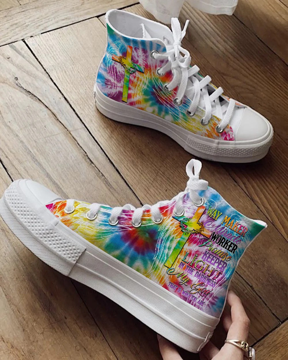 Cowgic Promise Keeper Light In The Darkness Tie Dye High Top Canvas Shoes
