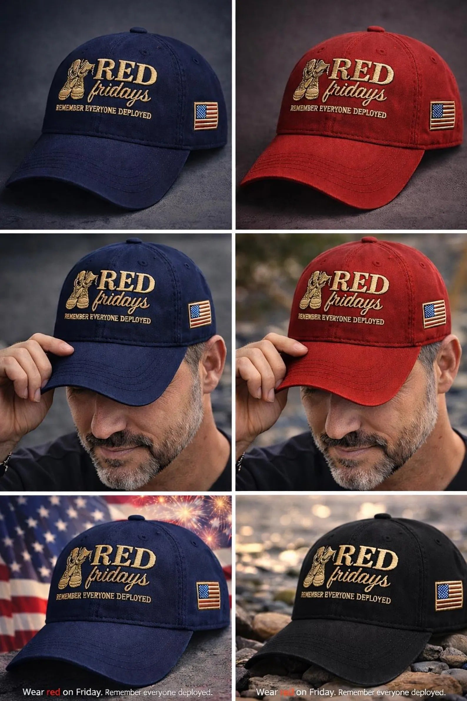 250th Anniversary RED Friday Hat, Remember Everyone Deployed Cap, Patriotic Veteran Military Support Hat, Multi Color USA Cap