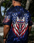 Cowgic One Nation Under God Cross Wings Men's All Over Print Shirt