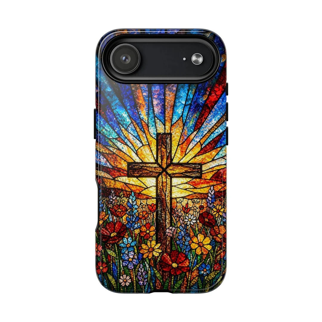 Cowgic Radiant Cross And Vibrant Flower Field Magnetic Phone Case