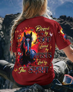 Cowgic Blessed By God Loved By Jesus Horse Women's All Over Print Shirt