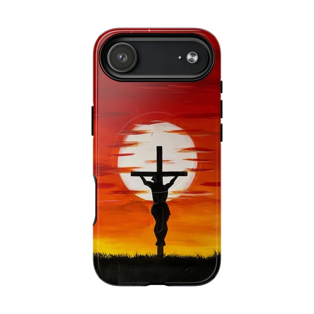 Cowgic Sunset Behind Jesus On The Cross Magnetic Phone Case