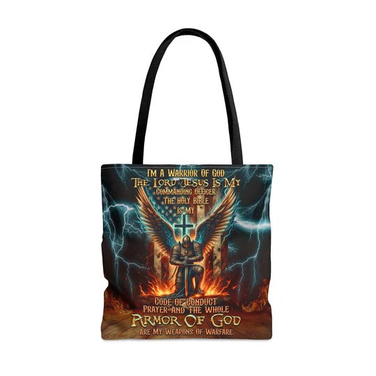 Cowgic I'm A Warrior Of God Tote Bag