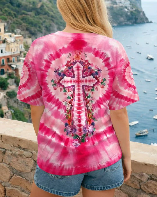 Cowgic Pink Swirl Cross Flowers Women's All Over Print Shirt